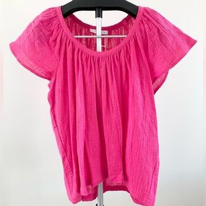 Olivaceous Scoopneck Cotton Flutter Sleeve Top